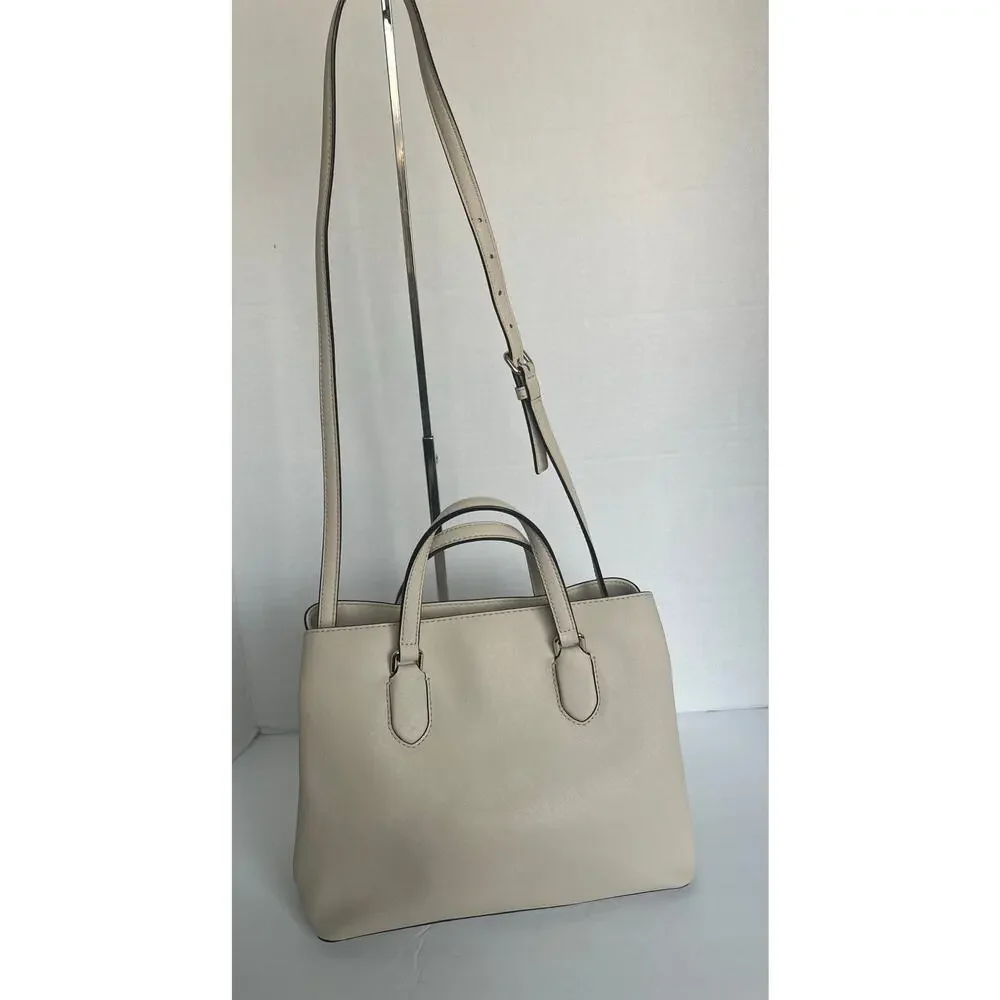 Kate Spade Saffiano Cream Leather Evangelie Laurel Way Satchel Crossbody Handbag